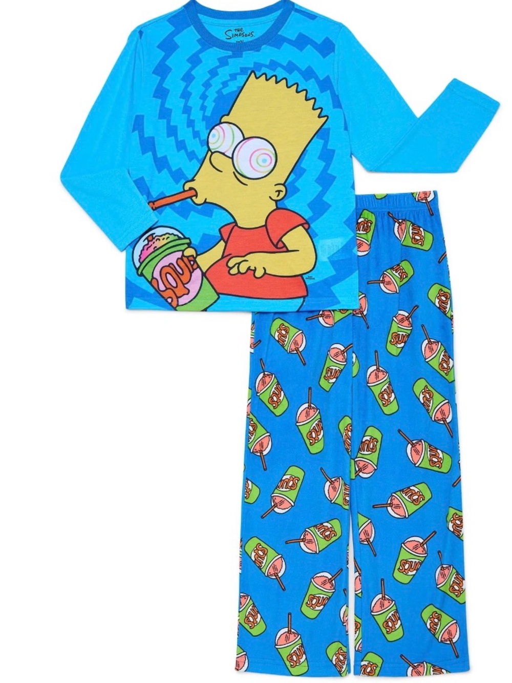 The Simpsons Kids Blue Bart Graphic Pajama Set. XS 4/5